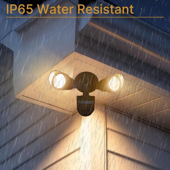 LED Black Motion Sensor 2-Light Bullet Flood Light- 3000K Adjustable Dual Head - Image 8