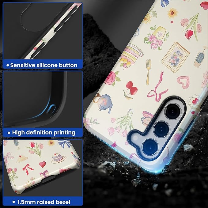 for Samsung Galaxy S23 Plus Case, HL2 Aesthetic Bow Preppy Collage Hybrid 2 - Image 3
