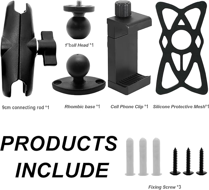 Phone Mount Holder with B Size 1" Ball Diamond Base & Double Socket Arm - Image 7