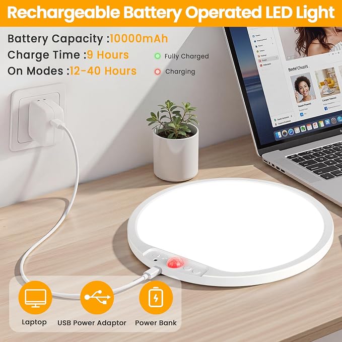 SunRider 12 Inch Rechargeable Motion Sensor LED Ceiling Light - Image 4