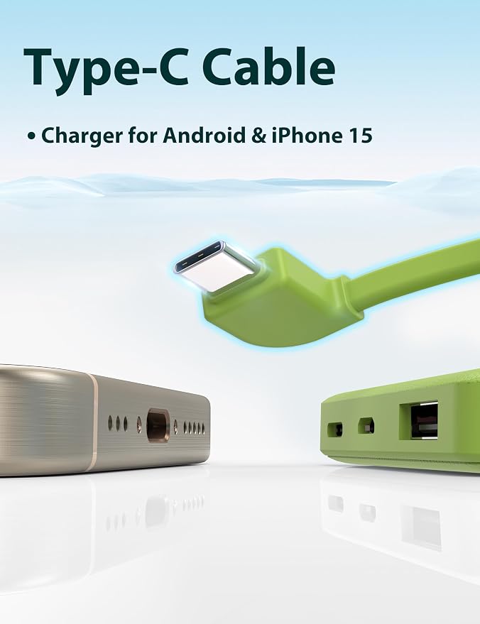 miisso 6000mah Ultra Slim Built in Cables Power Bank, Card Size Built in USB C - Image 6