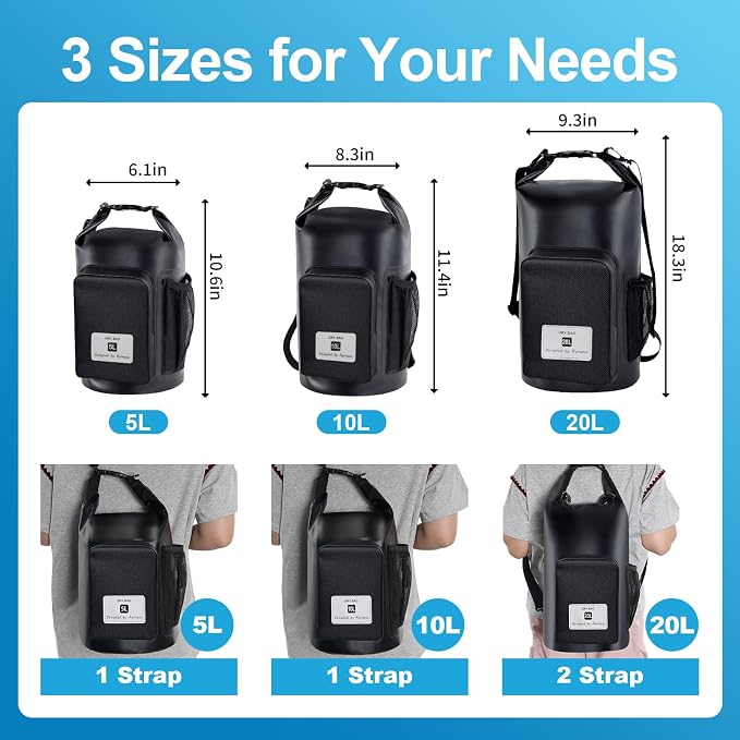 5L Waterproof Dry Bag with Bottle Holder & Mesh Pocket, 500D PVC Tarpaulin Roll - Image 6