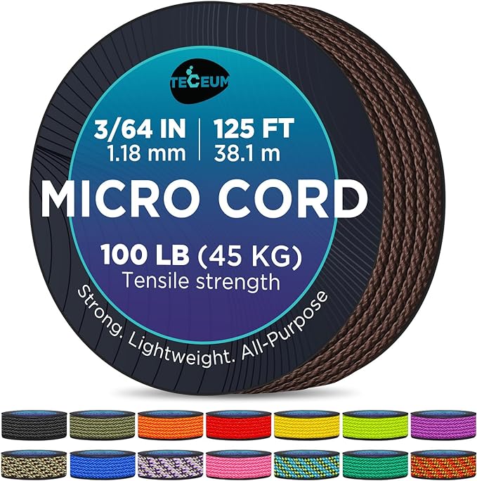 TECEUM Micro Paracord – 1.18 mm X 125 ft – Micro Utility Cord – Thin Braided by TECEUM