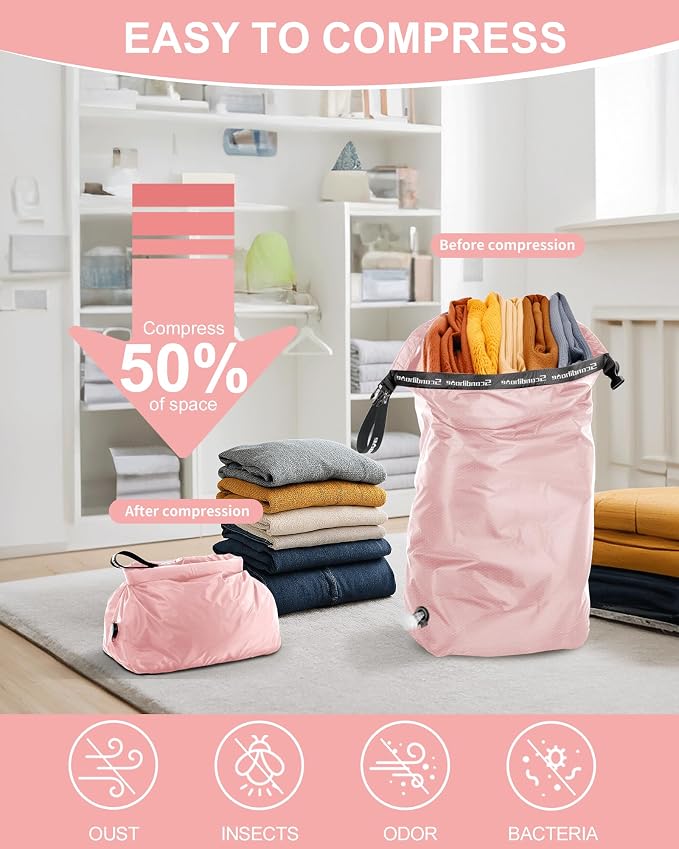 Travel Laundry Bag, Pump-free Vacuum Compression Dirty Clothes Bag, Large - Image 3