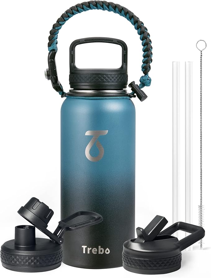 Trebo 32oz Water Bottle Insulated by StayHotStayColdStayGreen