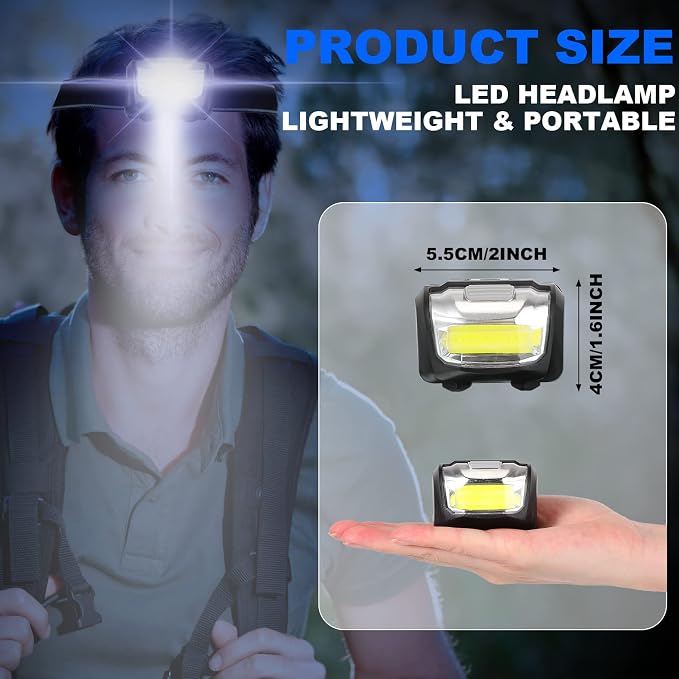 Macarrie LED Headlamps IPX4 Waterproof 3 Modes Headlamp Flashlight Bright Head - Image 2