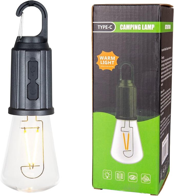 4-Pack Rechargeable Camp Light, Warm White LED Conical Bulb, Battery Powered - Image 7