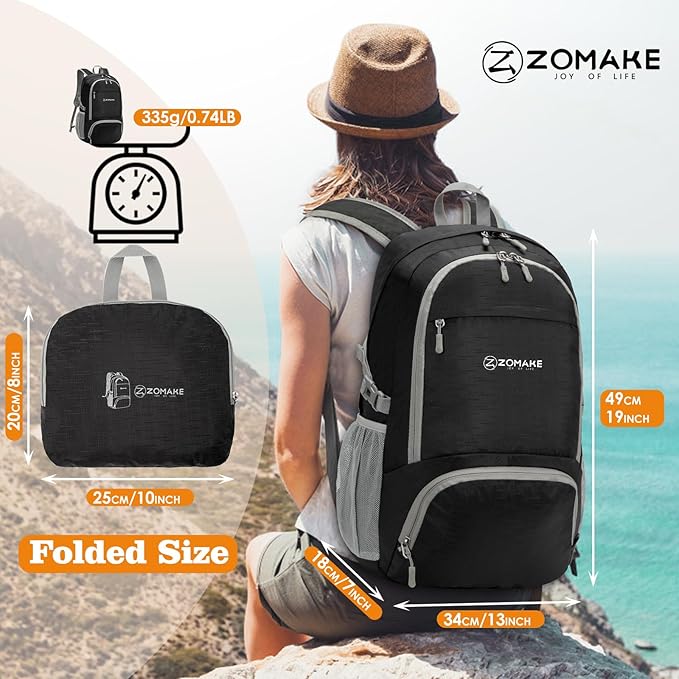 ZOMAKE Lightweight Packable Backpack 30L, Foldable Hiking Backpacks Water - Image 2