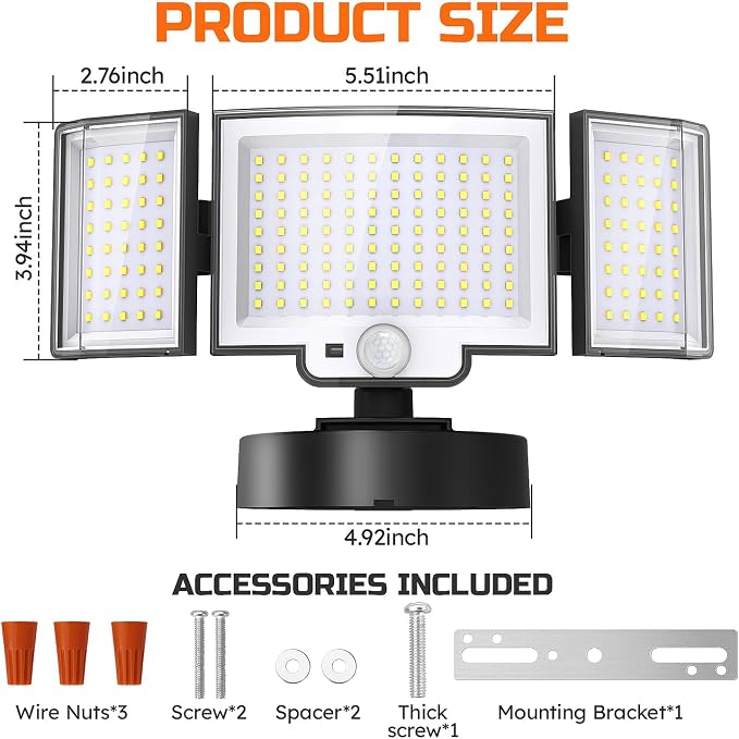 CLAONER LED Security Motion Sensor Outdoor Lights, 6500K Remote Control - Image 8
