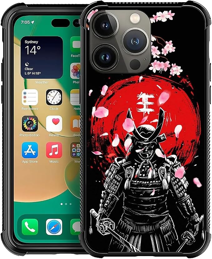 for iPhone 12 Pro Max Case, Sakura Japanese Samurai Pattern Graphic Design Girl by FKBRCL4U