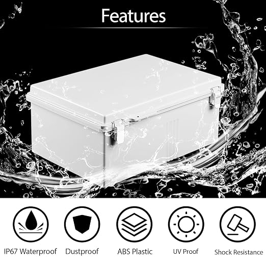 LeMotech Electrical Box, IP67 Waterproof Hinged Cover Stainless Steel Latch - Image 3
