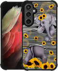 for Samsung Galaxy S23 FE Case, Cute Little Elephant Sunflower White Line Art by FKBRCL4U