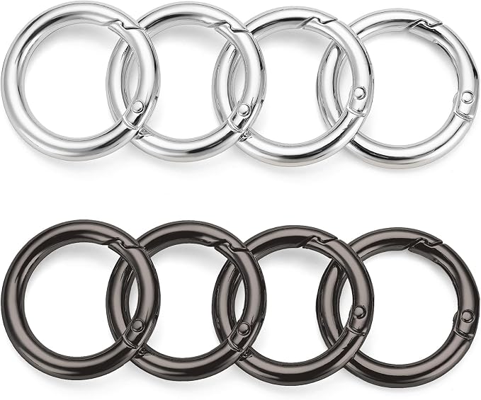 Gkeygo Key Ring Clip, 4/5 Inch Keychain Rings, 8 Pack Round Carabiner Clip - Image 9