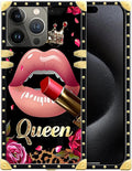 Compatible with iPhone 16 Pro Case, Glitter Red Rose Queen Leopard Lipstick by Unknown