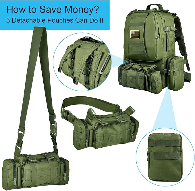 CVLIFE Tactical Backpack Military Army Rucksack 60L Large Assault Pack - Image 3