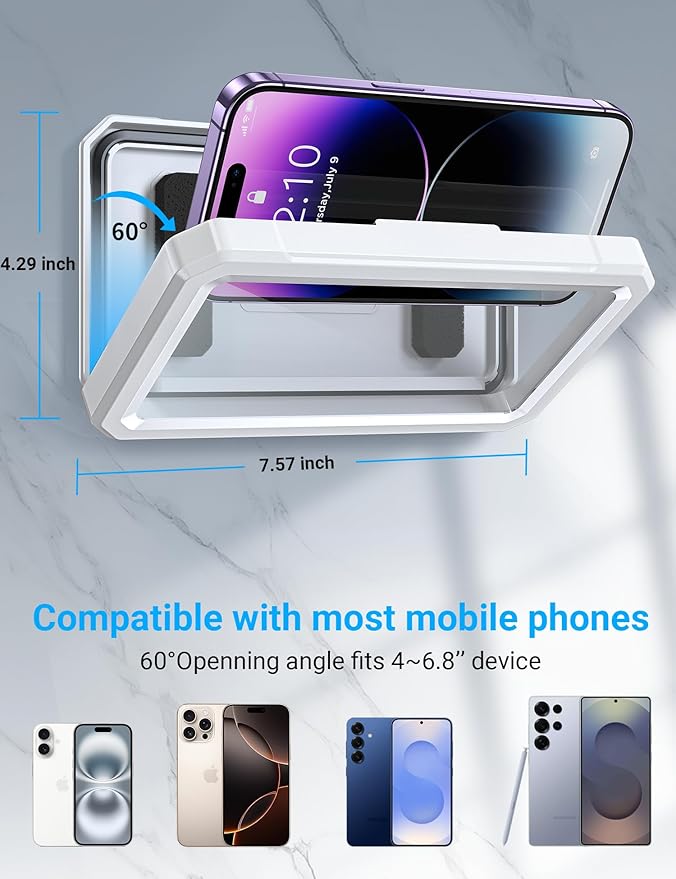 Coolpow Shower Phone Holder Waterproof【480°Rotatable】Retractable Adjustable - Image 7