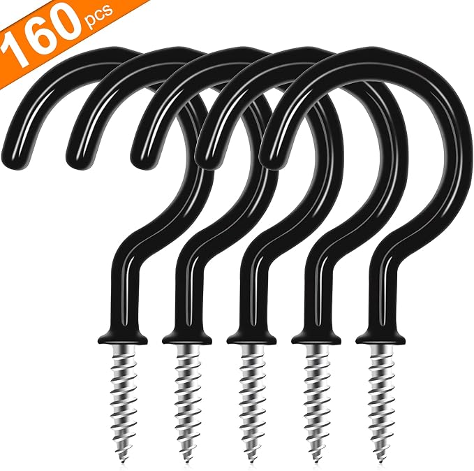 Cup Screw Hooks, 3/4 inch Vinyl Coated Ceiling Hooks, 160 Pack Screw in Plant - Image 2