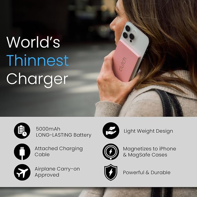 Clutch Pro – World's Thinnest iPhone Charger – Portable Power Bank 5000mAh – - Image 6