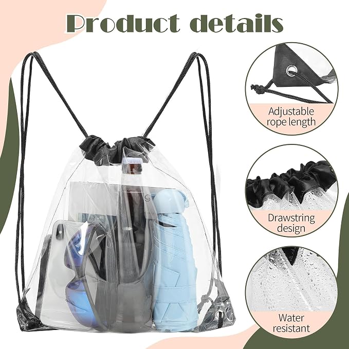 Shappy 30 Pcs Clear Drawstring Backpack, Plastic Waterproof Transparent Stadium - Image 3