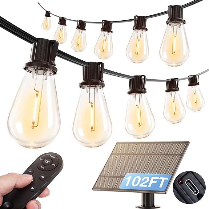 addlon 102FT Solar String Lights Outdoor Waterproof by addlon