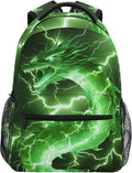 Wamika Dragon Backpack for Boys Girls Cool Green Fire Dinosaur Kids Backpacks by Wamika