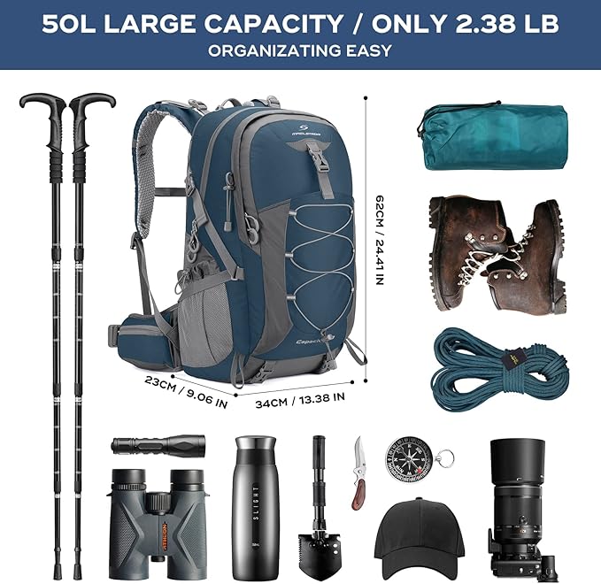 Maelstrom Hiking Backpack, Camping Backpack, 50L Waterproof Hiking Daypack - Image 2