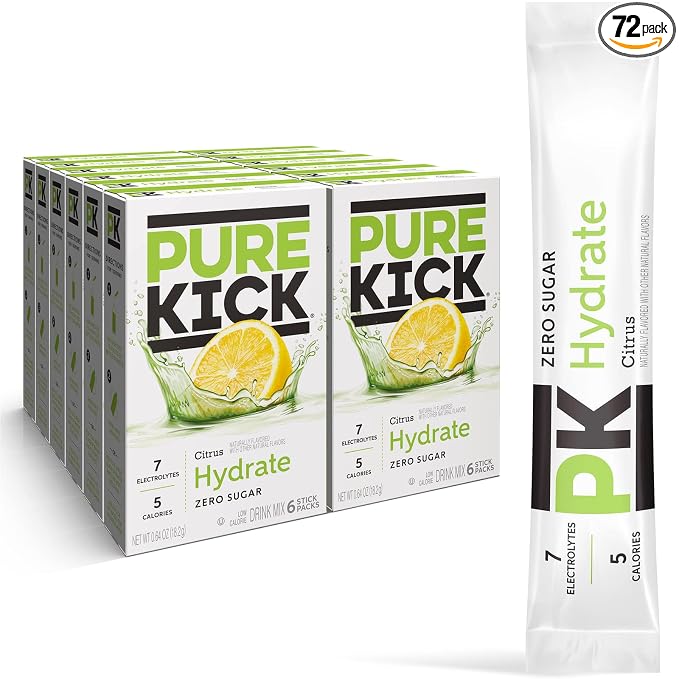 PURE KICK Hydration Singles To Go Drink Mix, Includes 12 Boxes by PureKick
