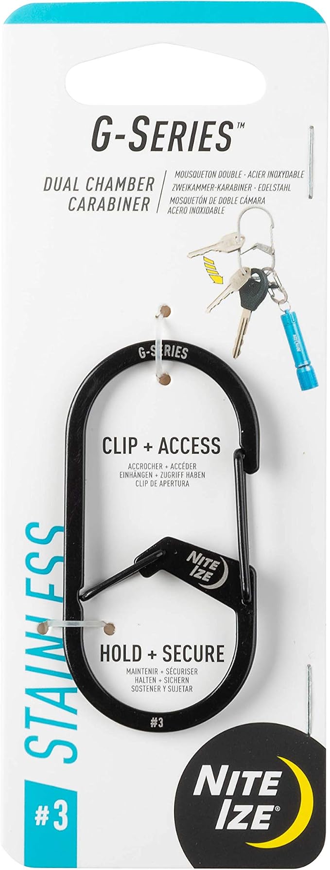 Nite IZE GS3-01-R6 G-Series Dual Chamber Carabiner, Size #3 1-Pack by Nite+Ize