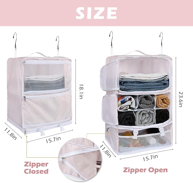 Surblue Hanging Shelves Travel Storage Bag Compression Packing Cube - Image 5