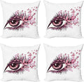 Ambesonne Butterflies Throw Pillow Cushion Case Pack of 4, Female Eye Eyelashes by Ambesonne