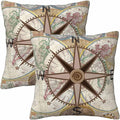 Nautical Compass Throw Pillow Covers 18x18 Historical World Map Earth by Unknown