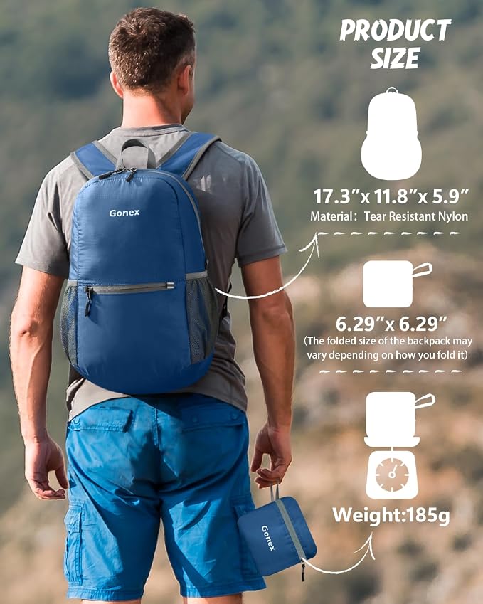 Gonex Ultra Lightweight Packable Backpack 20L Daypack Handy Foldable Camping - Image 3