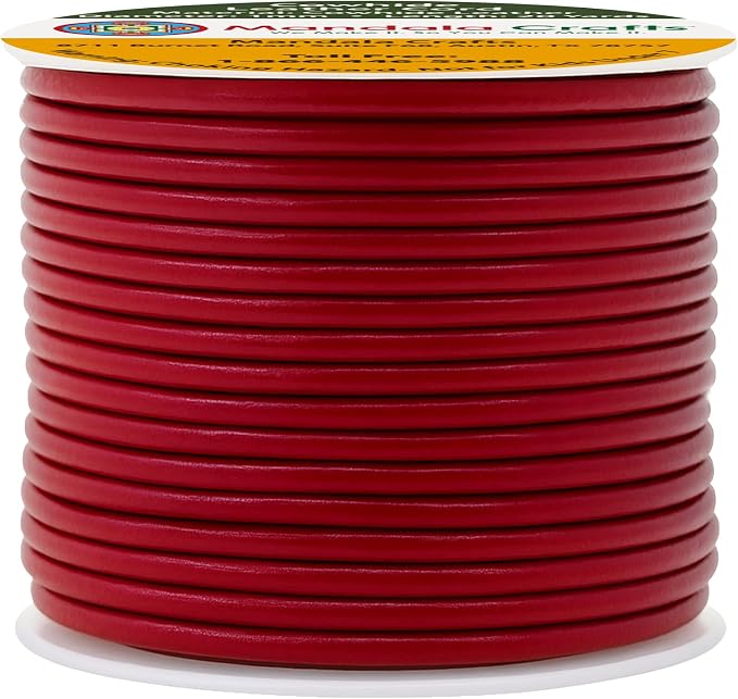 Mandala Crafts Round Genuine Burgundy Leather Cord - Image 2