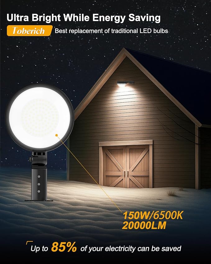 toberich LED Barn Light 4 Packs, 150W 20000LM Yard Area Lights Dusk to Dawn - Image 2
