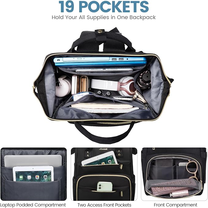 LOVEVOOK Laptop Backpack for Women 14 Inch, Teacher Nurse Work Bag Anti-Theft - Image 3