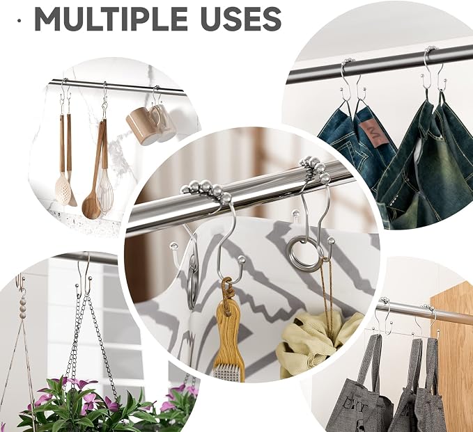Bathway Shower Curtain Hooks Chrome Shower Curtain Rings Rust Proof, Smooth - Image 4