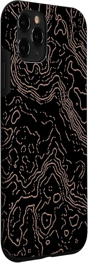 Topography Black & Brown Abstract Pattern Topographic Map Case - Image 3