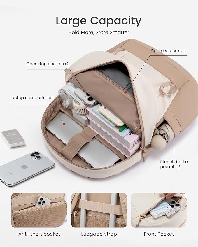 LOVEVOOK Small Travel Backpack for Women, Water-Resistant Hiking backpack - Image 5