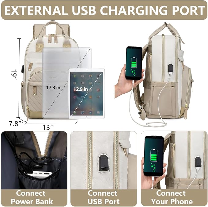 Backpack for Women Laptop Bag: Work Travel Backpacks Fits 17 inch Computer - Image 4