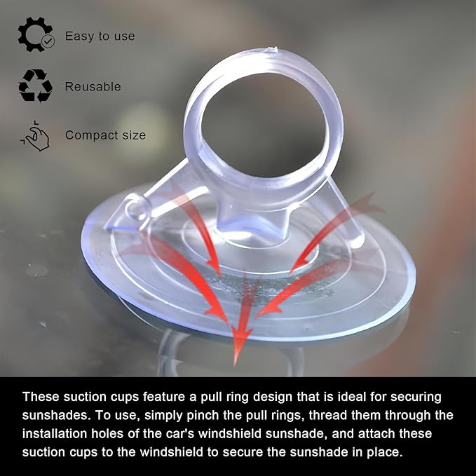 24 PCS Glass Strong Transparent Suction Cups, Windshield Sunshade Dovetail - Image 3