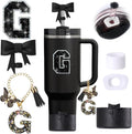 6pcs Black Stanley Cup Accessories Set, Bow Straw Topper by MOTEERLLU