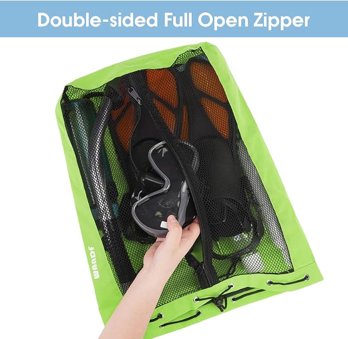 WANDF Swim Bag Mesh Drawstring Backpack Beach Backpack - Image 3
