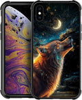 for iPhone X/Xs Case, Star Cave Hungry Wolf Pattern Graphic Design Girl Boy by FKBRCL4U