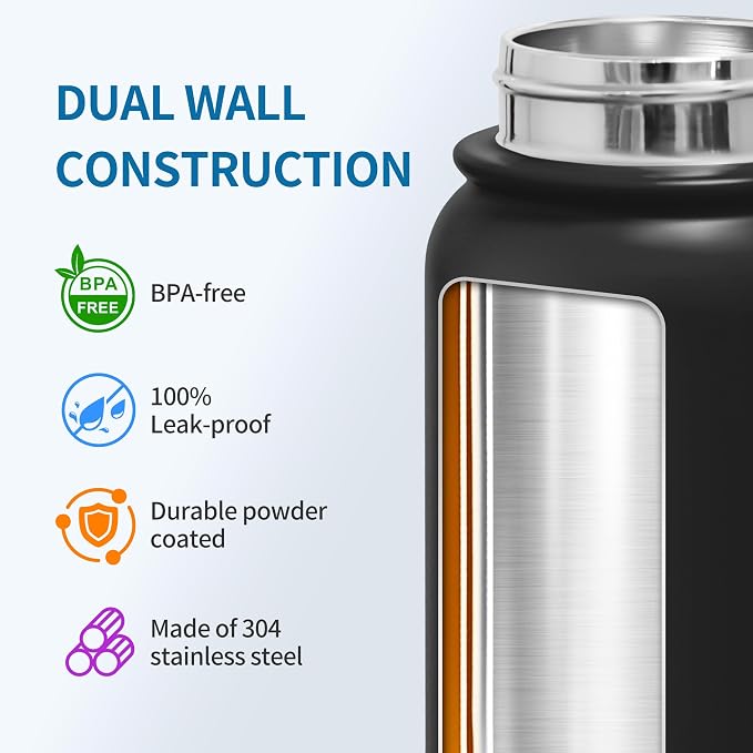 GOPPUS Insulated Water Bottle 20oz Stainless Steel BPA-Free Sports Bottle Ideal - Image 4