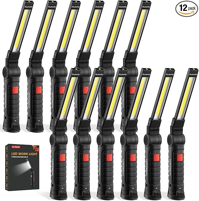 Magnetic Work Light 12Pack, Rechargeable LED Work Light by RuboliyLightyourwayahead