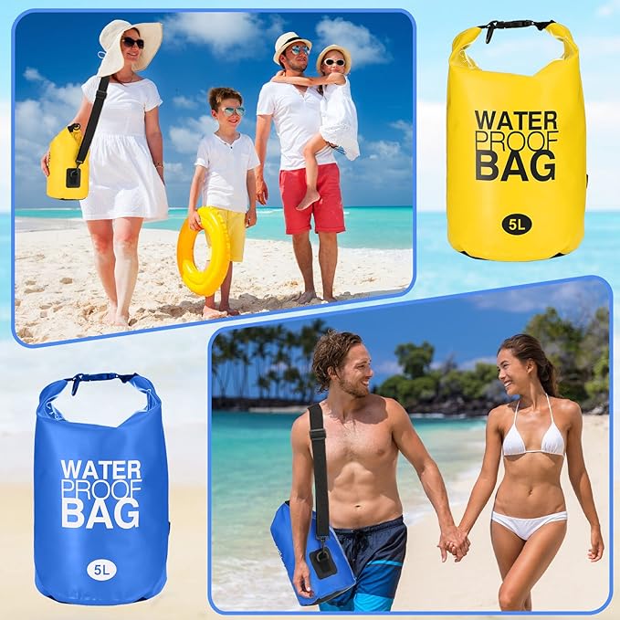 Jexine 10 Pack Dry Bag Waterproof, 5L Ultralight Dry Sacks Roll Top Storage Bag - Image 6