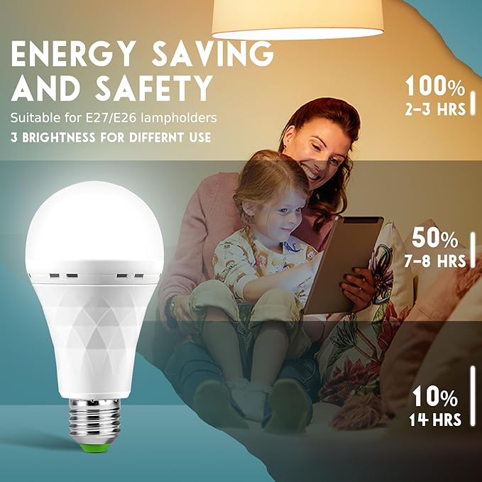 Rechargeable Emergency Light Bulbs, Battery Powered LED Light Bulb 6000K - Image 3