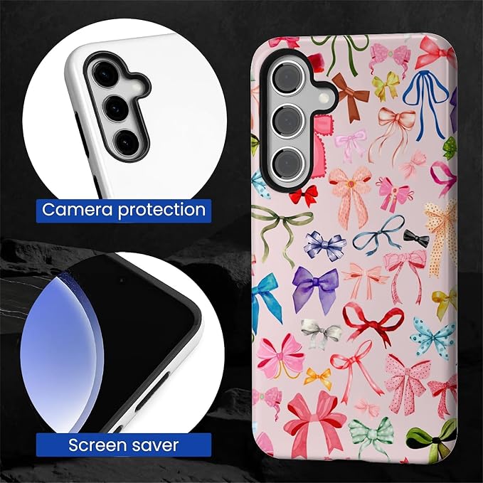 for Samsung Galaxy S25 Plus Case, HL2 Aesthetic Color Bow Tie Hybrid 2 Layer - Image 4
