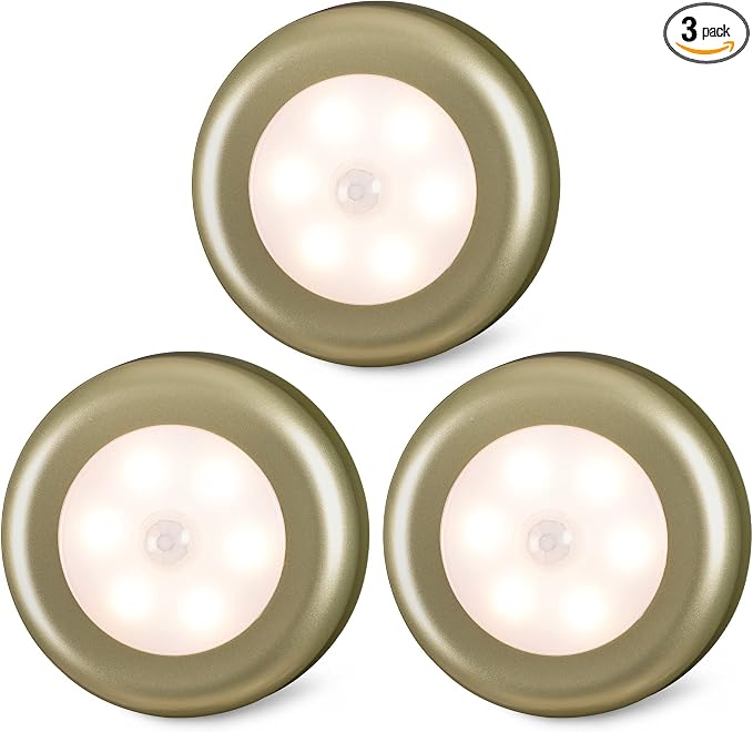 STAR-SPANGLED 3 Pack 2.8” Motion Sensor Lights Indoor AAA Battery Operated by STAR-SPANGLED