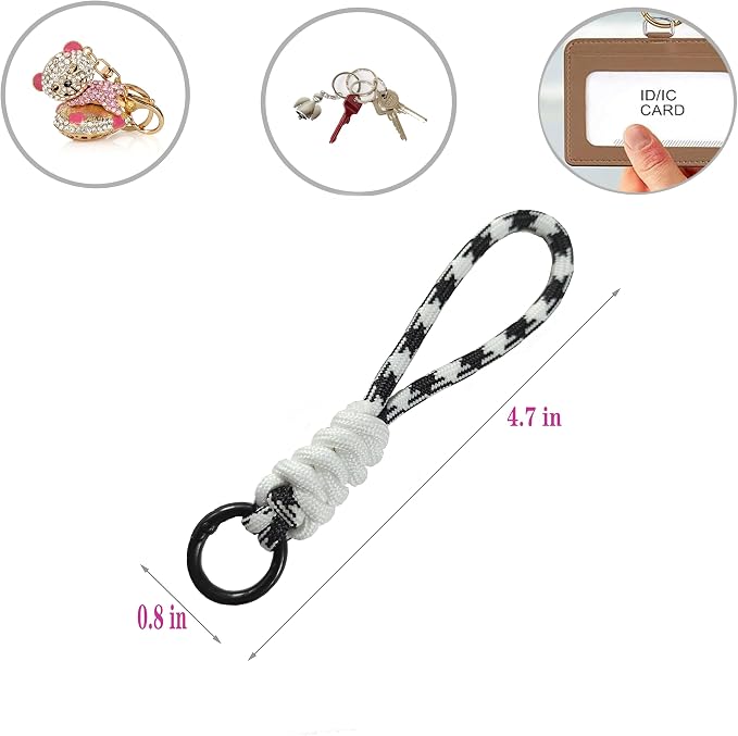 Colorful Braided Paracord Keychain, 12cm Length, Decorative Woven Rope Strap - Image 2